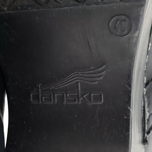 Dansko Black Leather Slip-On Clogs 40/9.5-10 US Black - Picture 12 of 12